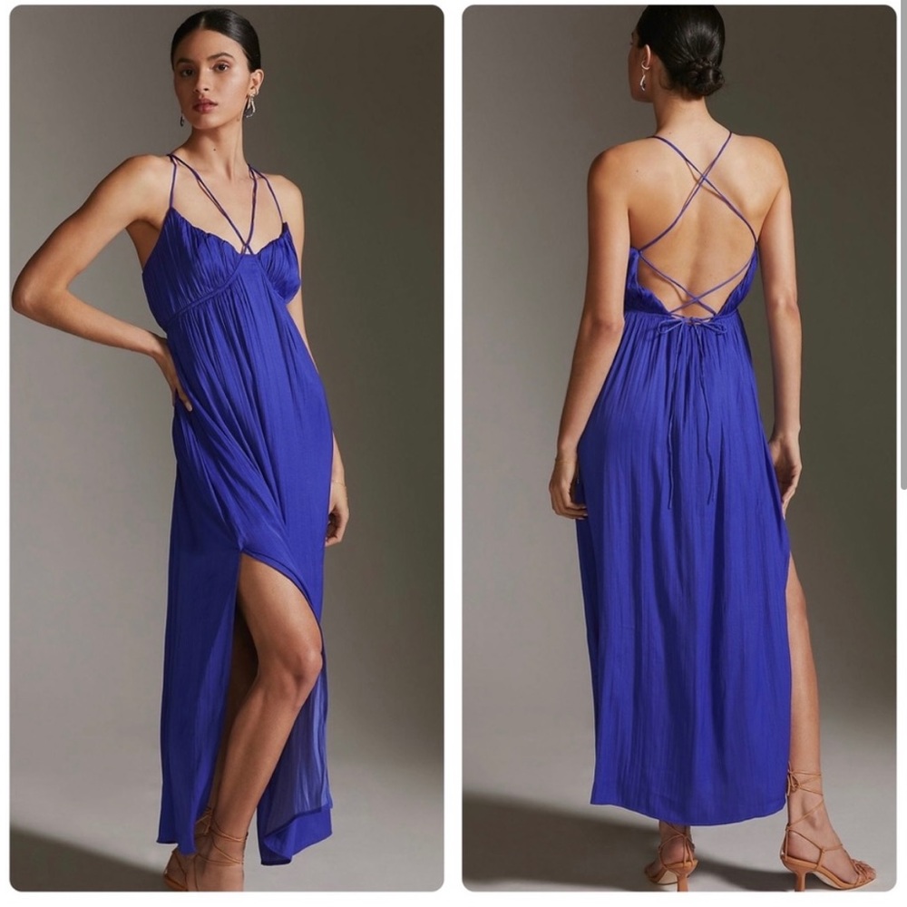 NWOT Anthropologie Halter Side-Slit Maxi